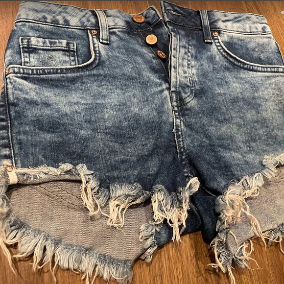 brand new, jean shorts, blue, forever 21, size s - Picture 2 of 4